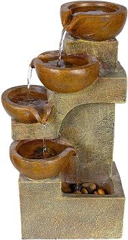 Alpine Corporation 4-Tier Pouring Pots Tabletop Indoor Water Fountain