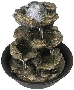 BBabe Spinning Orb Rock Cascading Tabletop INDOOR Office Fountain