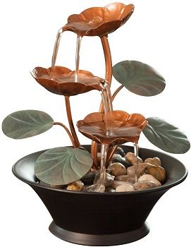 Bits And Pieces Indoor Water Lily Tabletop Water Fountain