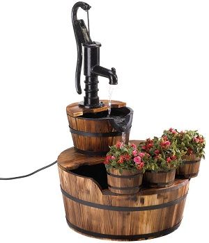 Home Locomotion Old Fashioned Water Pump Barrel Fountain