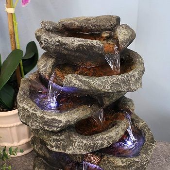 Sunnydaze 6-Tier Stone Tabletop Water Fountain And Waterfall review
