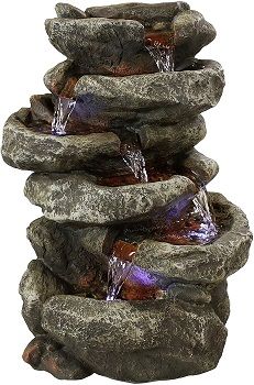 Sunnydaze 6-Tier Stone Tabletop Water Fountain And Waterfall