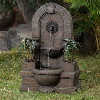 Winsome House Garden Polyresin Fountain Oasis with Planters