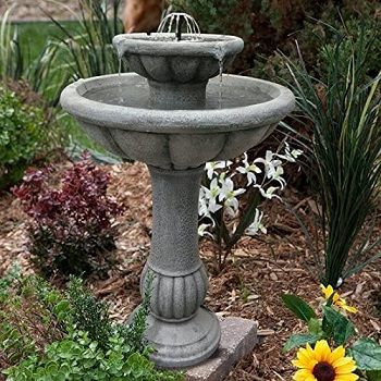 Smart Stone Concrete Solar Birdbath Fountain