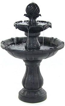 Sunnydaze 2-Tier Solar Powered Outdoor Water Fountain With Battery Backup