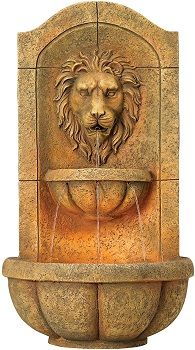John Timberland Lion Head Roman Garden Wall Water Fountain